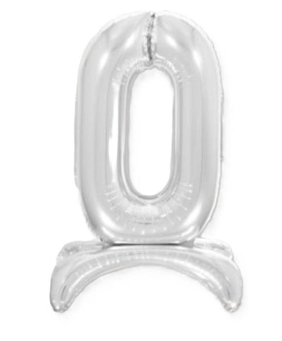 32" Standing Silver Number Balloon