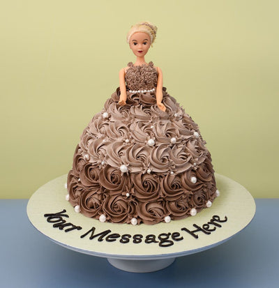 Pearl Brown Gown Doll Cake