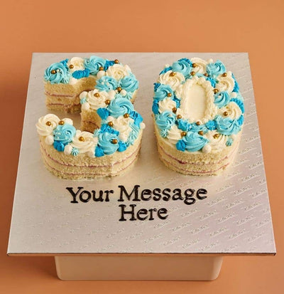 Blue Swirls Double Number Cake