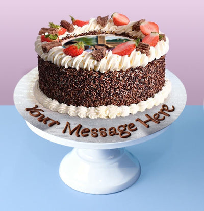 Chocolate Strawberry Flake Photo Cake