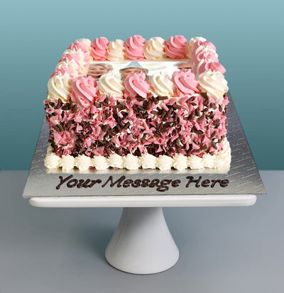 Chocolate & Pink Curls Photo Cake