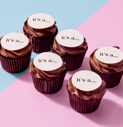Gender Reveal Chocolate Cupcakes
