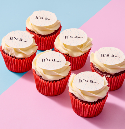 Gender Reveal Red Velvet Cupcakes