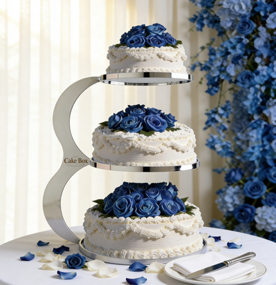 Classic Three Tier with Blue Roses