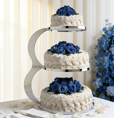 Rosette Three Tier with Blue Roses